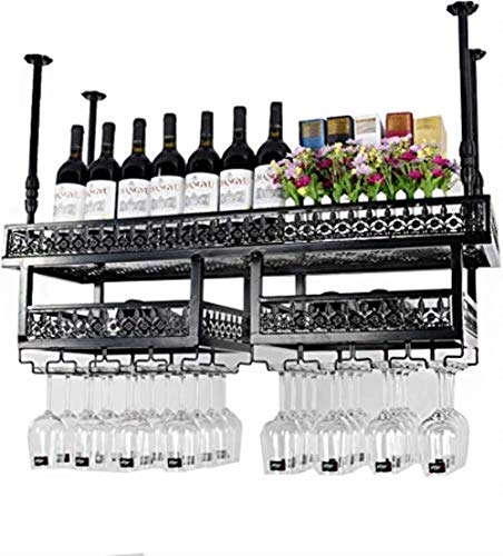 NEOCHY Wine Rack Retro Wine Glass Inverted Wine Bottle Rack Floating Wall Hanging Bar Restaurant Storage Rack Decoration