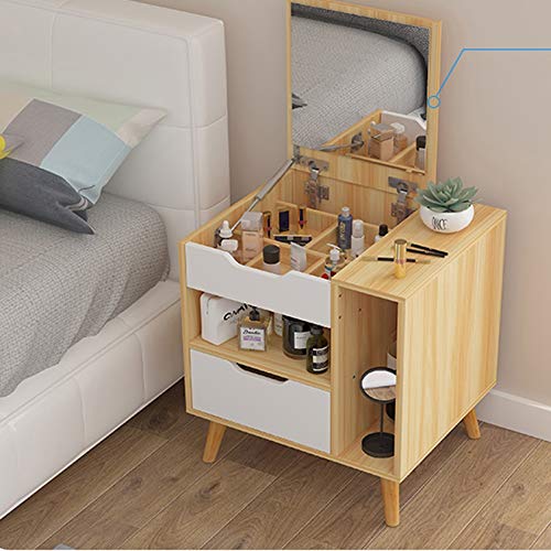 DINGZZ Nordic Dressing Table with Drawer Wood Dresser Nightstand Bedroom Furniture Mini Bedside Table Wedding Furniture