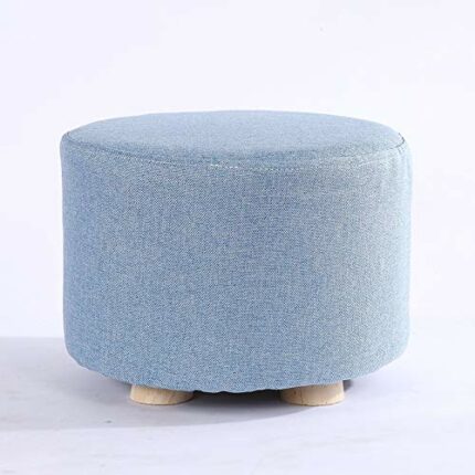 BHVXW Small Stool Wooden Ottomans With Linen Cotton Cover Dining Benches Home Work Furniture Sofa,Round Armchair (Color : A)