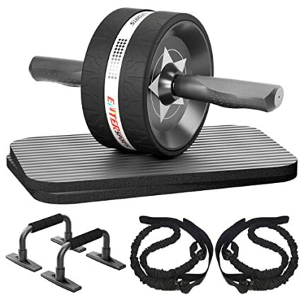 EnterSports Ab Rollers Wheel Kit, Exercise Wheel Core Strength Training Abdominal Roller Set with Push Up Bars, Resistance Bands, Knee Mat Home G
