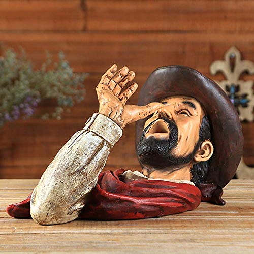 Stylish Simplicity Wine Racks Free Standing Resin Wine Bottle Holder,Home Retro Decoration Ornaments,Cowboy Statue Decoration,Suitable for Living