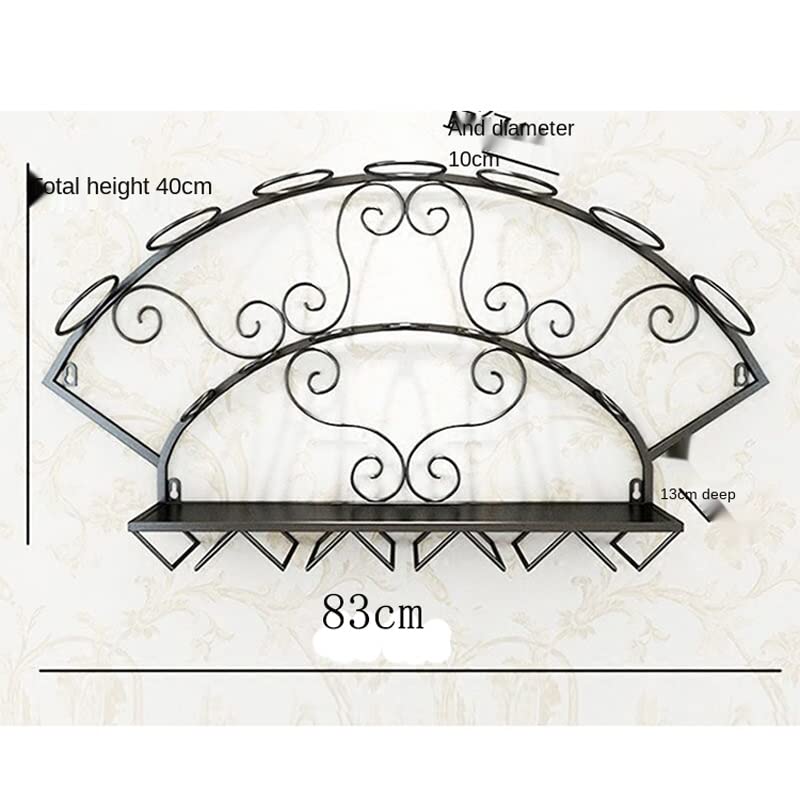 LUKEO Wine Rack Wall Hanging Wall Rack Personality Support European Retro Wrought Iron Display Cabinet