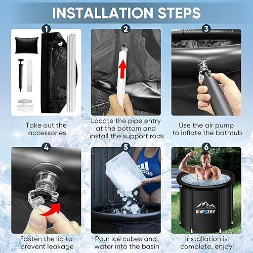 Ice Bath Tub for Athletes, Foldable Polar Pod, Inflatable Arctic Pod Ice Bath, Multi Level Portable Ice Bath Dipping Pool, Ice Bath Tub for Adult