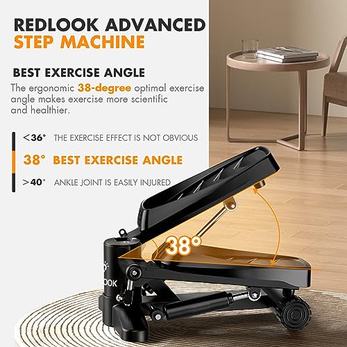 Mini Mute The Sound Stair Stepper,300LBS Loading Capacity, with LCD Monitor Floor mat Resistance Rope Hydraulic Fitness Stepper for Home Desk or