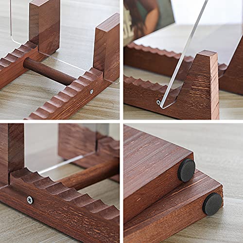 Wood Vinyl Record Storage Holder - Vinyl IP records Stand - Album Storage Organizer Display Stand Rack Holds Up to 50 Albums | DVDs | CDs - Brown