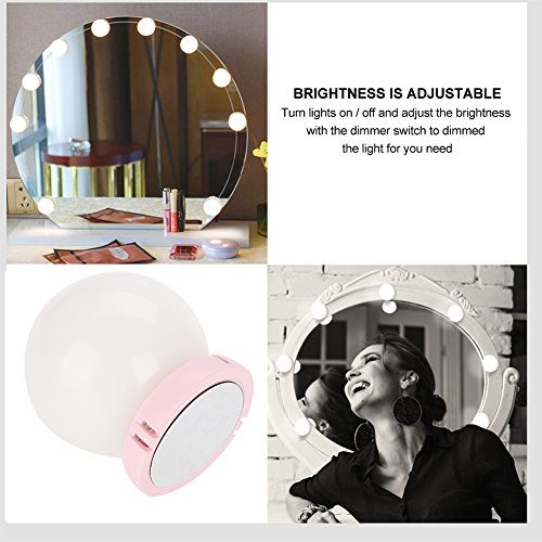 Lighted Makeup Mirror, Led Light Tri-fold Vanity Mirror and 180 Degree Adjustable Bracket Travel Mirror, Different Magnifications, for Countertop