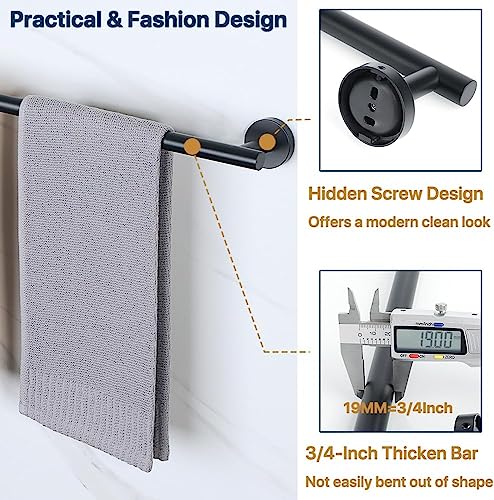 SAYAYO Towel Rail Wall Mounted Black Towel Holder Bathroom Towel Bar for Hand Towel SUS 304 Stainless Steel 24-Inch/600MM, EGKN2301FT-600-B
