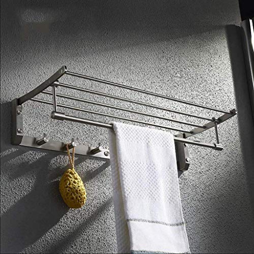 N/A Multifunctional Towel Rack- Bathroom Bath Towel Rack with Double Towel Bar Wall Mount Shelf Rustproof Stainless Steel Brushed Finish