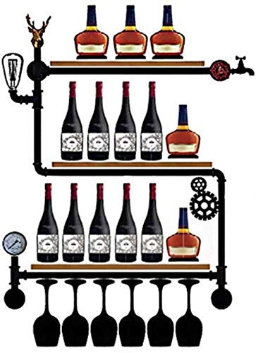 NEOCHY Wine Rack Modern Wall-Mounted Living Room Kitchen Bar Decoration Retro Decoration Bar Hanging Wine Bottle Storage Rack