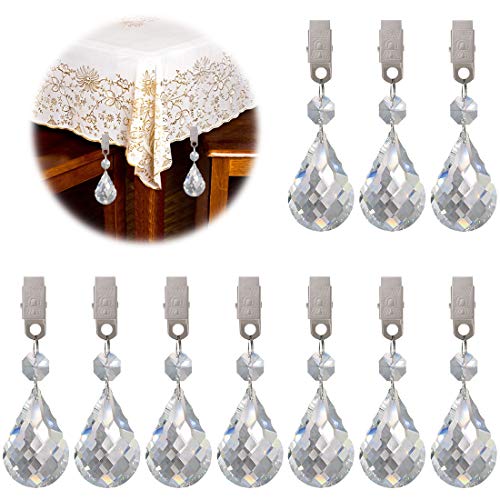 Keadic 10Pcs Cucurbit Christmas Tablecloth Weights Crystal Glass Teardrop Prisms Pendant Tablecloth Weights Kit, Crystal Chandelier Pendants Part