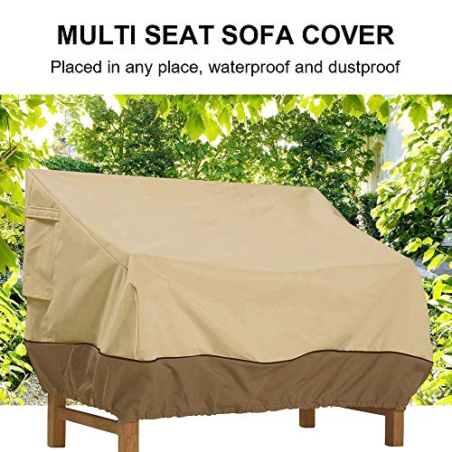 FOUNDOVE Patio Lounge Bench Covers Waterproof, Garden Loveseat Furniture Protection Cover, Wind-resistant Sofa Couch Chair Cover with Drawstring