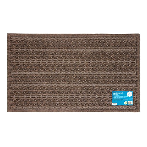JVL Knit Design Scraper Cable Door Mat, Brown, 45 x 75 cm
