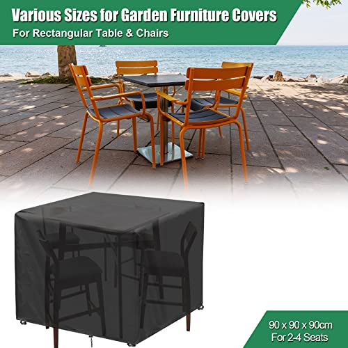 INMUA Cube Garden Furniture Covers, Waterproof Square Garden Table Covers, Windproof, Rip Proof, Heavy Duty 420D Oxford Fabric Outdoor Patio Set