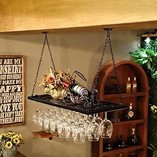 MONSEG Wall-Mounted Wine Racks, Metal Ceiling Mounted Stemware Holder Organizer Rack, Multi-Function Display Rack Storage Stand, Restaurants/Bar/