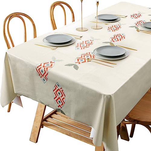 Ocves Tablecloth Wipe Clean Table Cloth PVC Plastic Wipeable Waterproof Rectangular 200x140cm 78x55in Table Cover Protector for Kitchen Picnic In