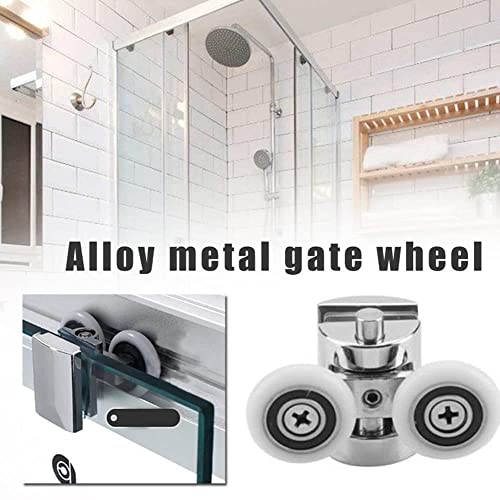 Nicoone 4PCS Shower Door Wheels,23mm Top and Bottom Shower Door Rollers,Zinc Alloy Shower Door Replacement Rollers for Both Flat Sliding/Curved S