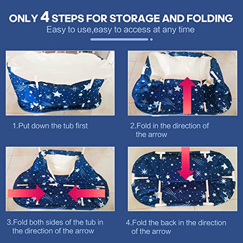 Portable Bath Adult, Non-Inflatable Foldable Bathtub, Standing Soaking Bath Tub for Adults Kids, Ideal for Hot Bath Ice Bath (Starry Blue)