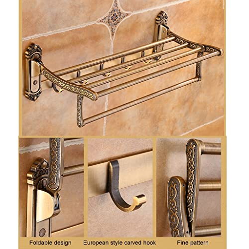 HIGOH Towel Racks, Bathroom Towel Rack Wall Mounted Towel Holder,Bathroom Towel Rack,European Antique Bathroom Rack,Hardware Bath Towel Holder/Co