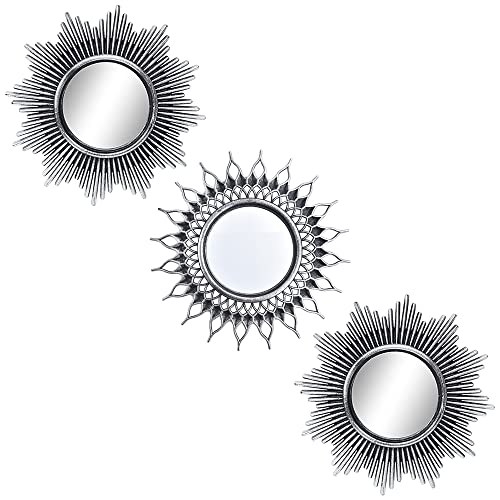 Small Wall Mirrors Decorative Set of 3 | Black and Gold Round Mirrors for Wall Decor Bedroom Living Room | Circle Mirror Wall Decor | Decorative