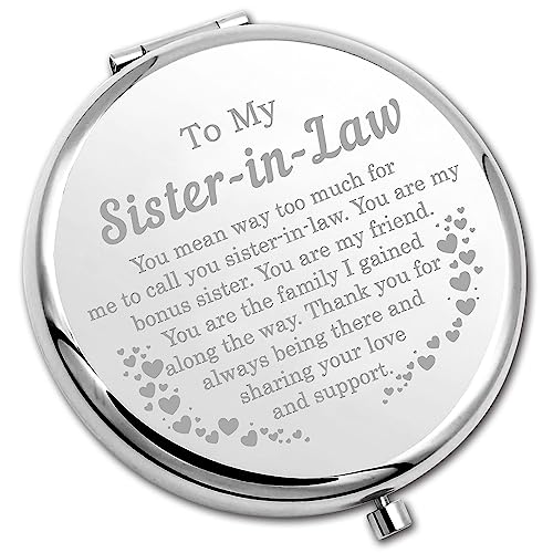 PLITI Sister In Law Compact Mirror Bonus Sister Gift Unbiological Sister Gift To My Sister In Law Inspirational Pocket Mirror (Sister-in-Law CM U