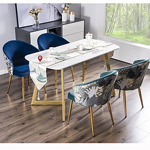 Dining Chair Set Of 4 Living Room Chair with Metal Legs Velvet Seat and Backrests Modern Household Makeup Chair Bedroom Dressing Chair (Color : F