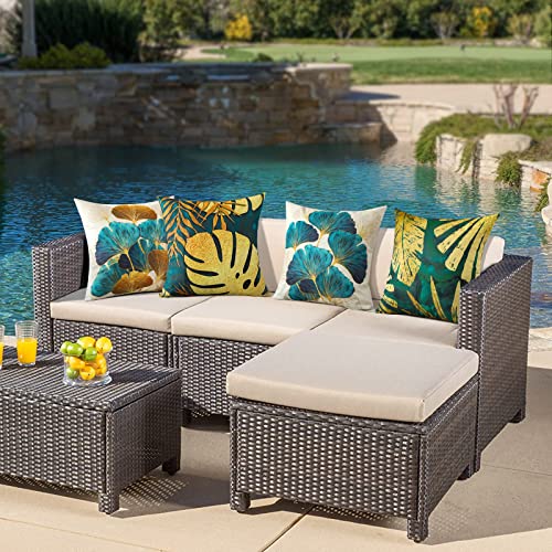 Ohok Outdoor Waterproof Cushion Covers 45x45 cm Pack of 4 Decorative Throw Cushion Covers Cushion Case for Sofa Couch Bed Living Room Indoor Outd