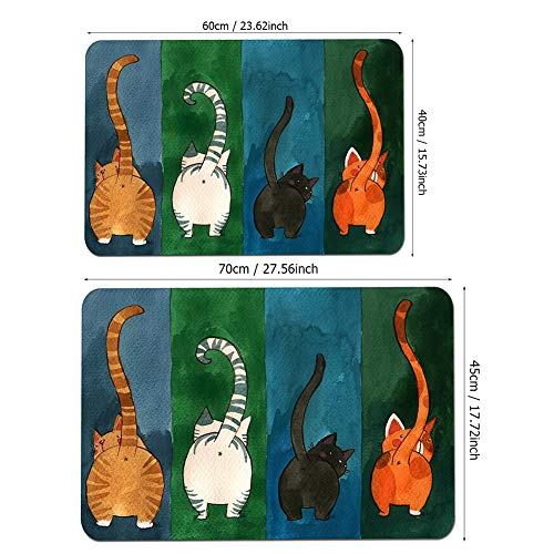 Mokernali Welcome Mats for Front Door, Funny Cat Doormat Mat with Non-Slip Backing Indoor Outdoor for Bathroom, Bedroom, Kitchen(40 * 60cm)