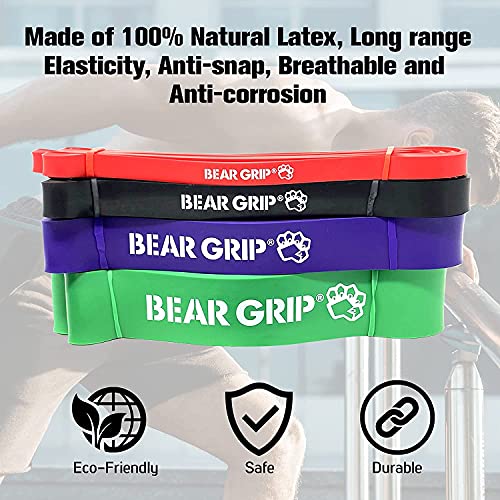 BEAR GRIP - Pull Up Assist Bands | Heavy Duty Resistance Bands for Assisted Pull Ups, Yoga, Stretch Mobility, Crossfit, Strength Training for Men