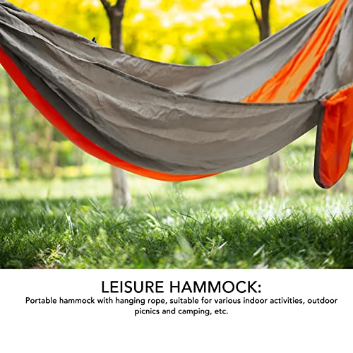 SUNGOOYUE Camping Hammock Set, Portable Hammock with Tie Rope Widened Hanging Swing for Indoor Outdoor Camping Silver Gray & Orange