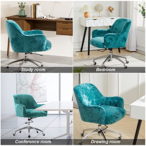 Warmiehomy Office Chair Velvet Swivel Desk Chair Height Adjustable Computer Chairs Ergonomic Office Chair With Arms Comfy Armchair For Home Offic