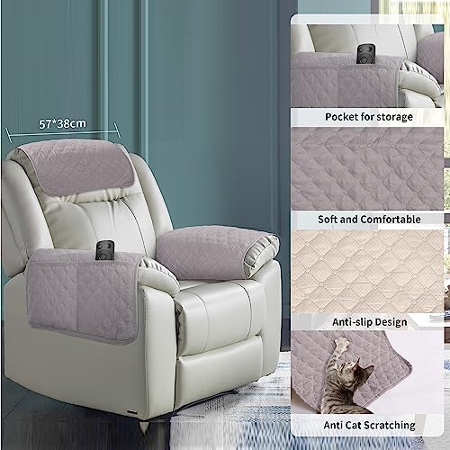 Kaket Armrest Cover, Headrest Cover for Recliner Sofa 3pcs Waterproof Recliner Chair Covers, Nonslip Armrest Slipcover Furniture Protector for Re