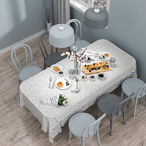 HORRAu 137*274cm PVC Plastic Wipeable Rectangle Table Cloth, Kitchen Oilcloth Washable Table cover for Outdoor Picnic, Camping