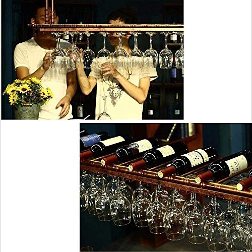 SUCHETA Hanging Wine Rack with Glass Holder and Shelf, Wine Lovers Bar Furniture& Wine Rack Wine Rack Ceiling Wine Racks/Hanging Wine Glass Holde