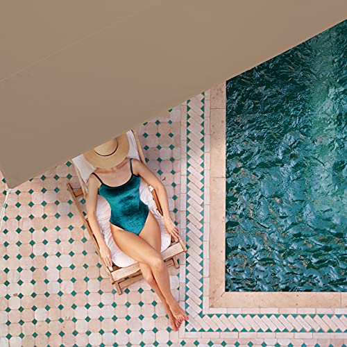 Relaxdays Rectangular Sun Shade Sail 3 x 4 m Water Resistant UV Protection with Guy Ropes (Coffee)