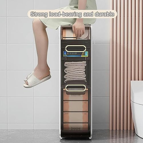 OPSREY Bathroom Floor Cabinet, Free Standing Plastic Storage Organizer, White