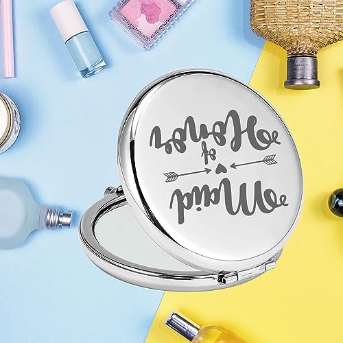 KEYCHIN Maid of Honor Pocket Mirror Bridal Shower Gifts Bridesmaid Wedding Compact Makeup Mirror for Sister Friend Bestie (Maid of Honor-S)
