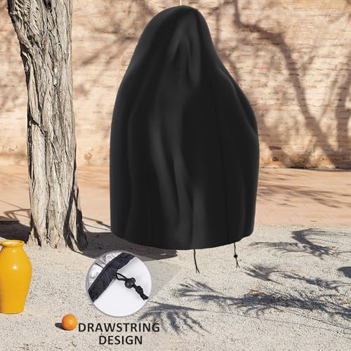 MUEEAD 1 Piece Black 210d Egg Chair Cover with 1 Storage Bag, Garden Hanging Chair Cover, Heavy Hanging Waterproof Cover, Outdoor Swing Chair Cov