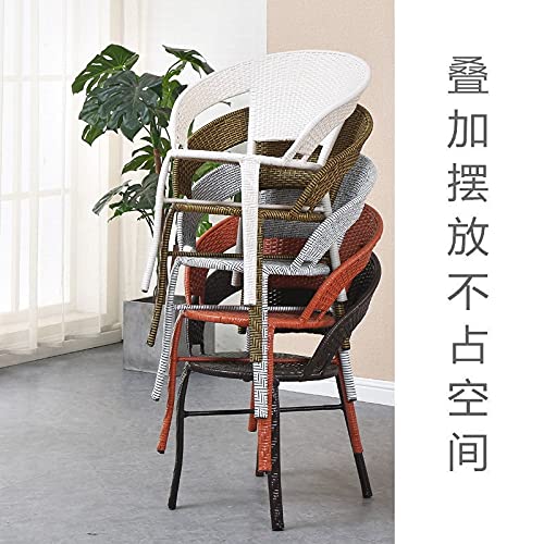 LEIGE Outdoor Garden Furniture Garden Chair Balcony Small Rattan Chair Armrest Chair Leisure Outdoor Woven Teng Chair Retro Simplicity (Color : M