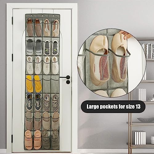 NEUSID 28 Pockets Large Pockets Over the Door Shoe Storage Organiser, Back of the Door Shoe Rack Hanging Shoe Holder for Wardrobe Door Complete w