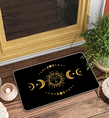 MIXDING Burning Sun Moon Phases Tarot Entrance Door Mat 17x30 Inch Doormats Decor, Mysterious Astrology Tarot Art Home Front Door Porch Outdoor I