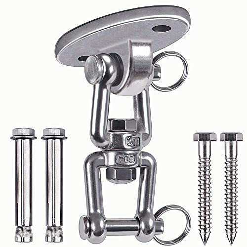 SELEWARE 1130kg Capacity 360° Swivel Swing Hangers, Heavy Duty Swing Hooks with 4 Screw for Concrete Ceiling Wooden Hanging Hardware for Porch Ch