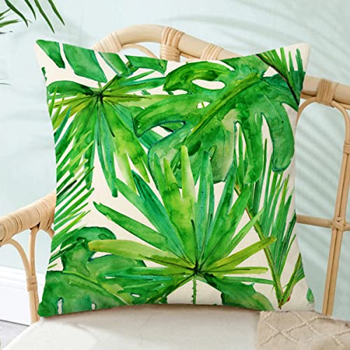 Green Outdoor Cushion Cover Waterproof Tropical Palm Leaves Plant Double Sided Printing Throw Pillow Cover Garden Decor Home Decorate for Livingr