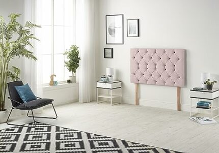 Somnior Beds Bed Centre Premier Small Single 82cm Plush Pink Headboard With Wooden Struts