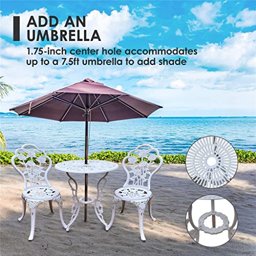 TJLSS 3 Piece Garden Patio Bistro Table and Chairs, Cast Aluminum Garden Dining Set for Outdoor Patio Yard Porch Balconyb (Color : A, Size : Tail
