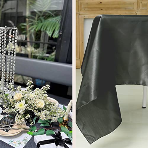 MLMOMVME Black Table Cloth Rectangle 145 x 255cm Large Party Polyester Table Cover Weddings Picnic Baby Shower Birthday Indoor Outdoor Tablecloth
