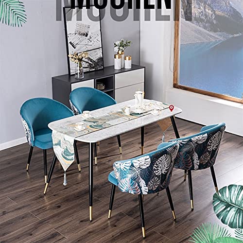 Kitchen Dining Room Furniture Chairs Retro Dining Chair Set Of 4 Modern Kitchen Dining Room Chairs with Metal Legs Velvet Seat and Embroidery Bac