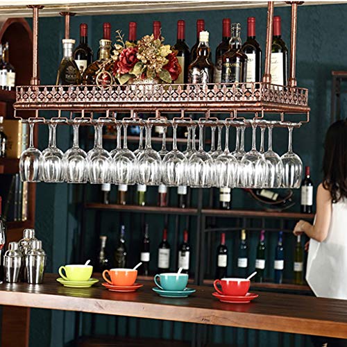 PIBM Wrought Iron Double Wine Rack Upside down Fashion Creative Wine Glass Rack Hanging Wine Cabinet Wine Rack Wall Hanging Red Fashion Creative