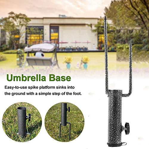 Kisbeibi Patio Umbrella Steel Stand, Beach Umbrella Stainless Steel Anchor Ground Spike Base Metal Ground Grass Auger Holder Stands with 2 Forks(