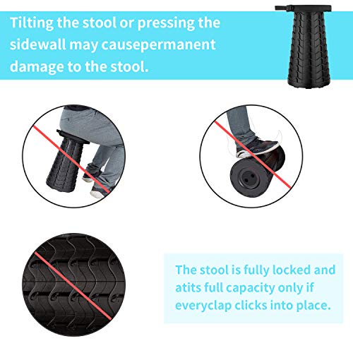 Folding Stool – Retractable Folding Stool for Indoor and Outdoor Use – Lightweight and Travel-Friendly Telescopic Stool - Ideal for Camping, Fish