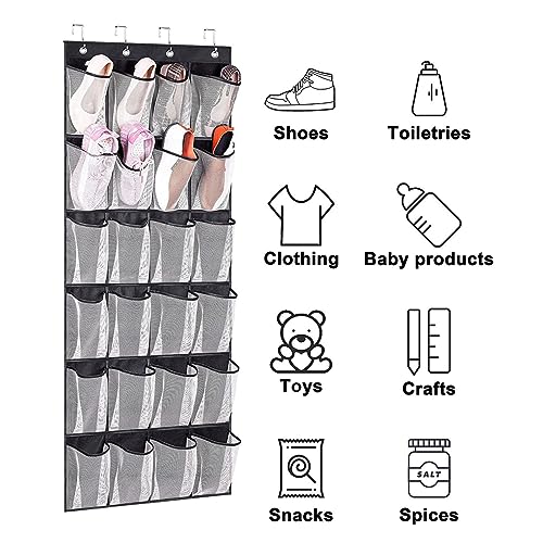 Liummrcy Over the Door Shoe Organisers, Over Door Shoe Storage 24 Mesh Pockets Over the Door Organiser for Shoes Multifunctional Hanging Shoe Rac